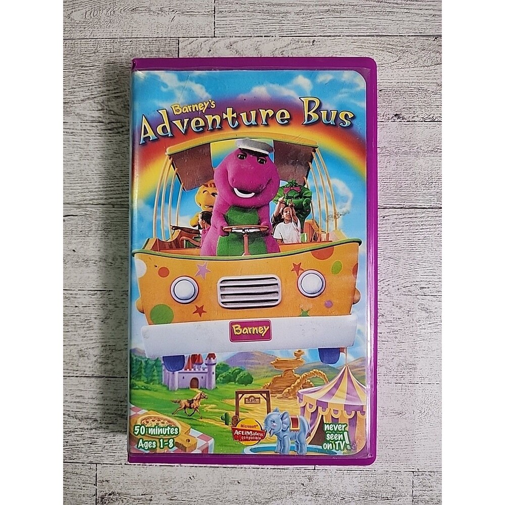Vintage Barney VHS Tape "Barneys Adventure Bus" 1997 Clam Shell Case Kids 90s